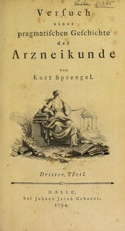 Cover of: Versuch einer pragmatischen Geschichte der Arzneikunde