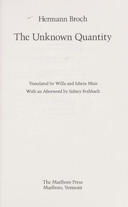 Cover of: The unknown quantity