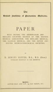 Cover of: Paper read before the Birmingham and Midland counties branch of the British Medical Association, the Midland Medical, the Oldham Medical, and the Devon and Exeter Medico-Chirurgical Societies