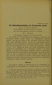 Cover of: Die Kohlens©Þureproduktion von Paramaecium aurelia