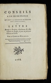 Conseils a un jeune prince qui sent la ne cessite  de refaire son e ducation by Honoré-Gabriel de Riquetti comte de Mirabeau