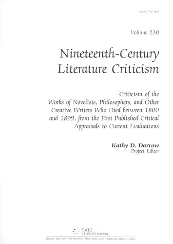 Nineteenth-century literature criticism by Kathy D. Darrow