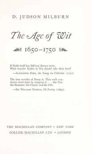 The age of wit, 1650-1750