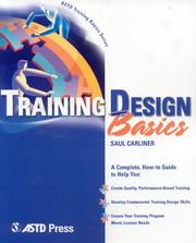 Cover of: Training design basics