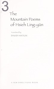 The mountain poems of Hsieh Ling-yün ; translated by David Hinton by Lingyun Xie