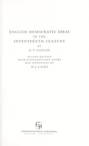 Cover of: English democratic ideas in the seventeenth century