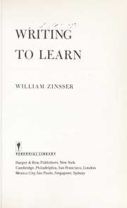 Cover of: Writing to learn