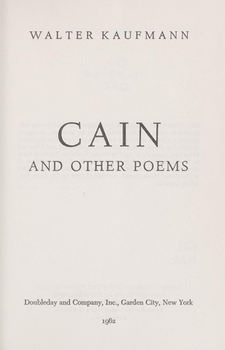 Cain, and other poems.