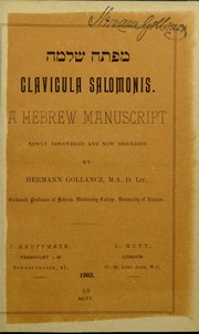 Cover of: Clavicula Salomonis: a Hebrew manuscript