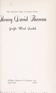 Cover of: Henry David Thoreau.