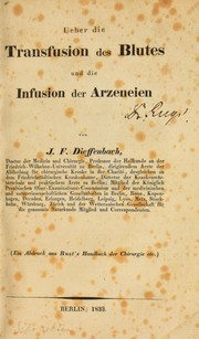 Cover of: Ueber die Transfusion des Blutes und die Infusion der Arzenien