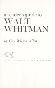 Cover of: A reader's guide to Walt Whitman.