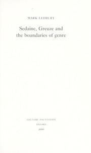 Cover of: Sedaine, Greuze and the Boundaries of Genre (ST)