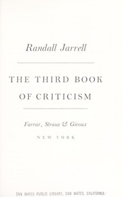 Cover of: The third book of criticism.