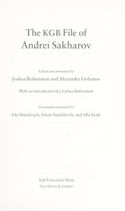 Cover of: The KGB file of Andrei Sakharov