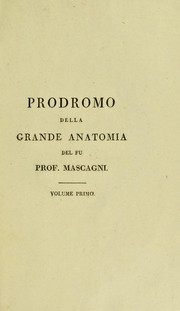 Cover of: Prodromo della grande anatomia: opera postuma