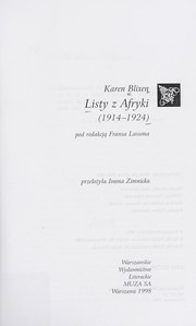 Cover of: Listy z Afryki: (1914-1924)