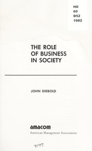 Cover of: The role of business in society