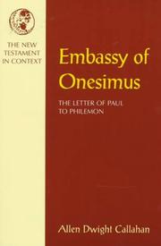 Cover of: Embassy of Onesimus: the letter of Paul to Philemon