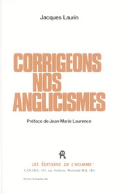 Cover of: Corrigeons nos anglicismes