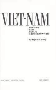 Cover of: Viet-Nam; politics and public administration