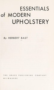 Cover of: Essentials of modern upholstery.