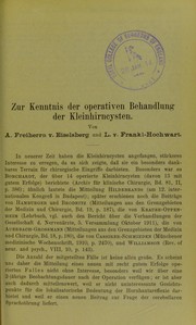 Zur Kenntnis der operativen Behandlung der Kleinhirncysten by Eiselsberg, Anton Freiherr von