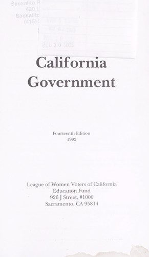 Guide to California government by League of Women Voters of California