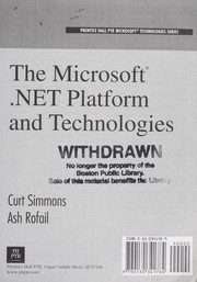 Cover of: The Microsoft .net platform and technologies