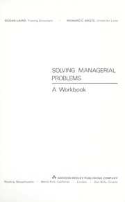 Cover of: Solving managerial problems by Dugan Laird