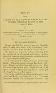 Cover of: Report of an autopsy on the bodies of Chang and Eng Bunker, commonly known as the Siamese twins