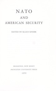 Cover of: NATO and American security.