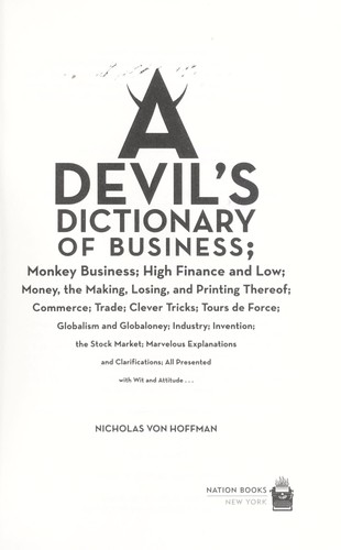 A devil's dictionary of business by Nicholas von Hoffman
