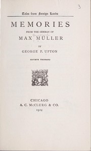 Cover of: Memories, from the German of Max Mu ller