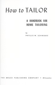 Cover of: How to tailor; a handbook for home tailoring
