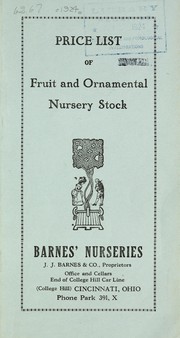 Cover of: Price list of fruit and ornamental nursery stock
