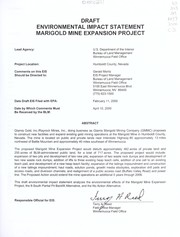 Cover of: Draft environmental impact statement: Marigold Mine expansion project