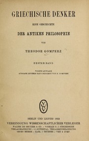 Cover of: Griechische Denker: eine Geschichte der antiken Philosophie