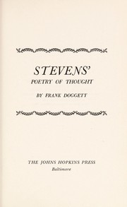Cover of: Stevens' poetry of thought