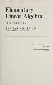 Cover of: Elementary linear algebra