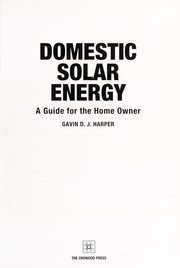 Cover of: Domestic solar energy: a guide for the home owner