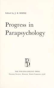 Cover of: Progress in parapsychology
