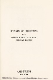 Cover of: Speakin' o' Christmas, and other Christmas and special poems