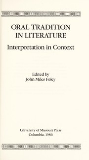 Cover of: Oral tradition in literature: interpretation in context