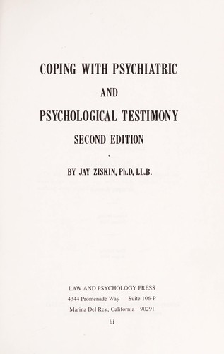 Coping with psychiatric and psychological testimony