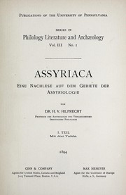 Cover of: Assyriaca eine nachlese auf dem gebiete der assyriologie