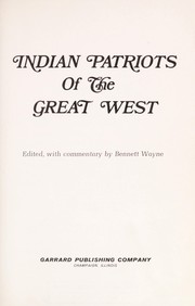 Cover of: Indian patriots of the Great West.