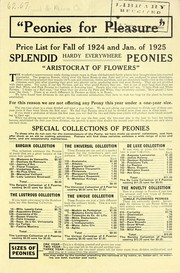Cover of: "Peonies for pleasure": price list for fall 1924 and Jan. of 1925