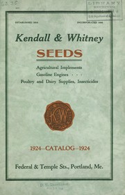 Cover of: Kendall & Whitney seeds: 1924 catalog