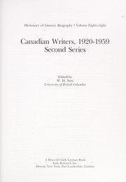Cover of: Canadian writers, 1920-1959, second series by edited by W. H. New.